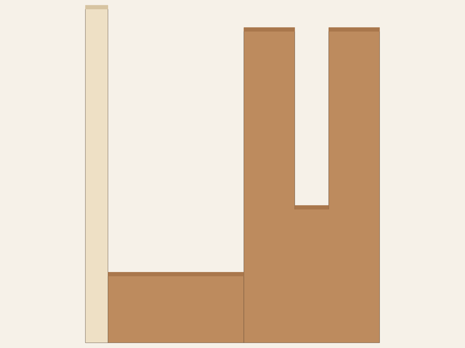 Section through one selected blind pencil hole, with the support and upright panel shown in relation to the block.